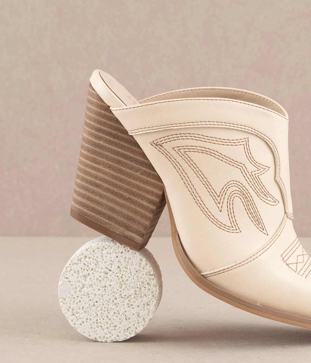 The Kiara Off White | Western Inspired Heeled Mule – Lex & Mae