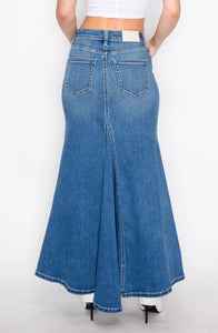 Denim Maxi Mermaid Skirt with Gusset