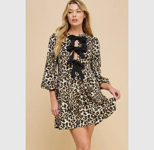 Load image into Gallery viewer, Print Woven Ribbon Tie Short Dress
