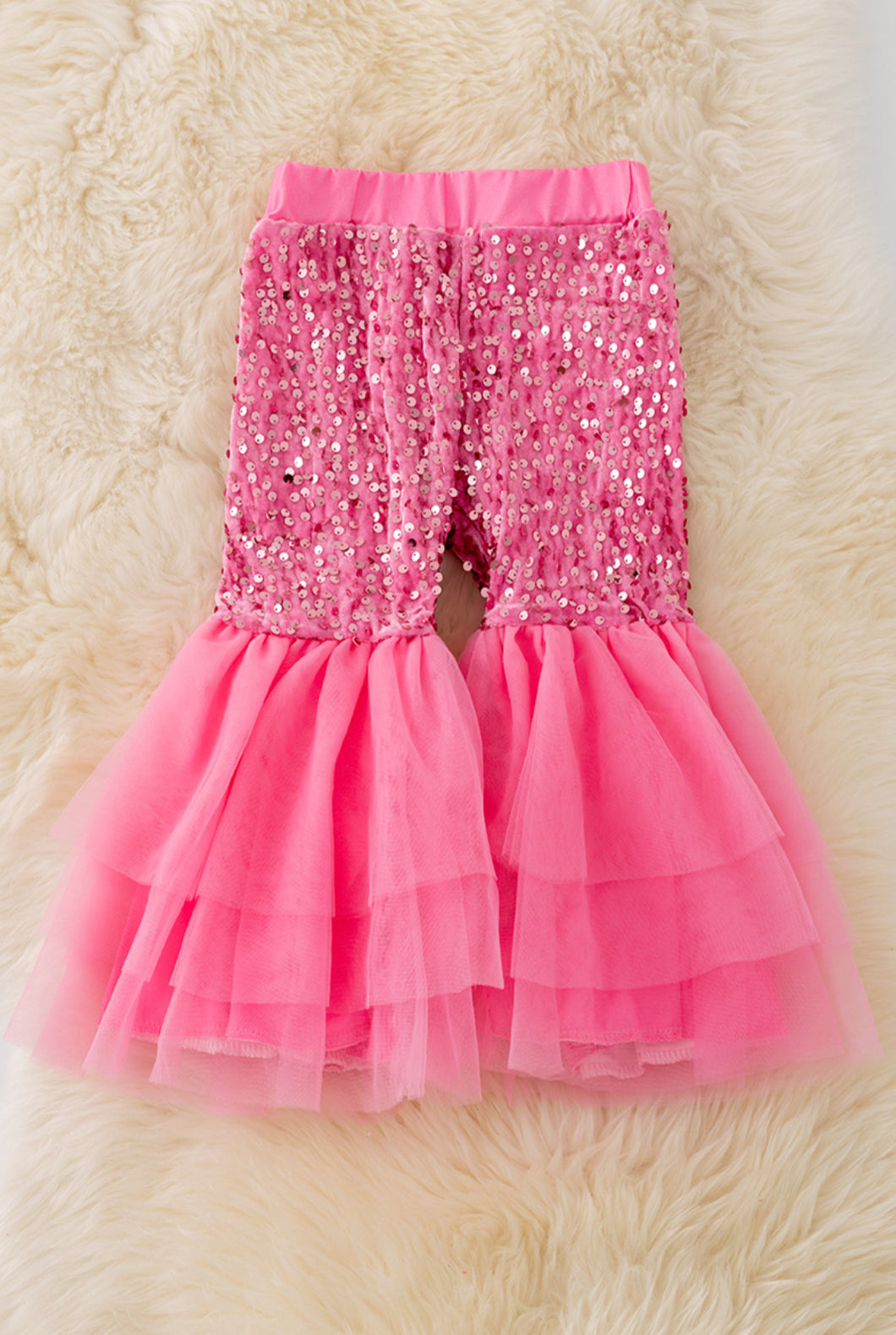 Pink Sequins Tulle Bottoms