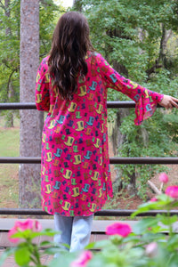 Rollin with the Flow Mesh Kimono - Hot Pink/Cowgirl