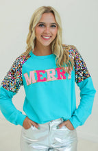 Load image into Gallery viewer, Merry Turquoise Sweatshirt