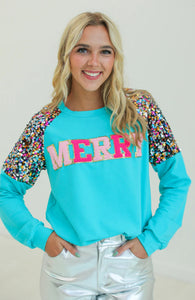 Merry Turquoise Sweatshirt