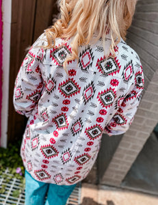 Watermelon Sugar Aztec Print Corduroy Shacket