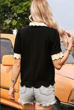 Load image into Gallery viewer, Color Contrast Collared Puff Sleeve Top