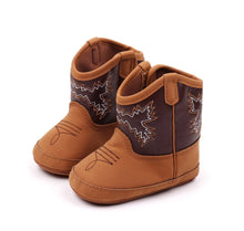 Load image into Gallery viewer, Infant Baby Cowboy Boots In Brown with Velcro Closure