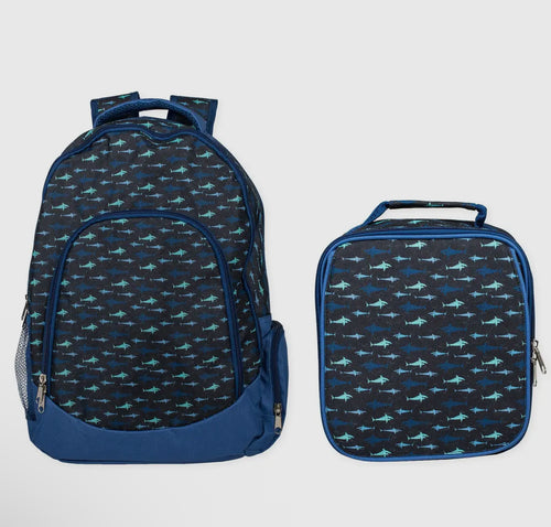 Shark Pattern Backpack & Lunchbag Set