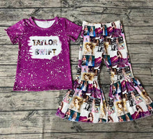 Load image into Gallery viewer, Girls’ Singer Purple Top Flare Pants Clothes Set