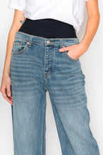 Load image into Gallery viewer, Adjustable Hem Knit Band Wide Leg Jeans