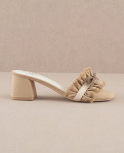 The Julissa Khaki | Romantic Low Heel Sandal