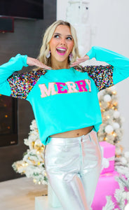 Merry Turquoise Sweatshirt