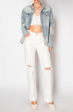 Load image into Gallery viewer, Distressed Vintage Wash Denim Jacket