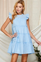 Load image into Gallery viewer, Periwinkle Tiered Babydoll Style Lined Dress