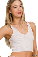 Load image into Gallery viewer, Washed Ribbed Cropped Seamless V-Neck Tank Top