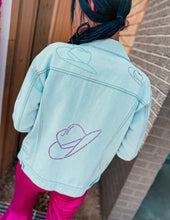 Load image into Gallery viewer, Rhinestone Cowgirl Crystal Embellished Denim Jacket