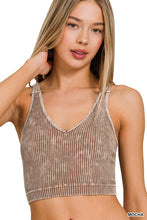 Load image into Gallery viewer, Washed Ribbed Cropped Seamless V-Neck Tank Top