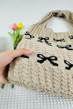 Load image into Gallery viewer, Ribbon Bow Pattern Knitted Woven Crochet Tote Bag