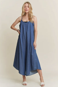 Wide Leg Chambray Cami Jumpsuit