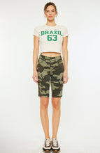Load image into Gallery viewer, Kan Can Camo Bermuda Length Denim Shorts