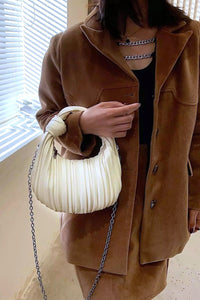 Vegan Leather Pleated Hobo Shoulder Handbag