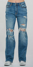 Load image into Gallery viewer, Medium Wash - High Rise Distressed Straight Jeans