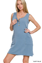 Load image into Gallery viewer, Corded Rib Sleeveless Tank Mini Dress With Pockets