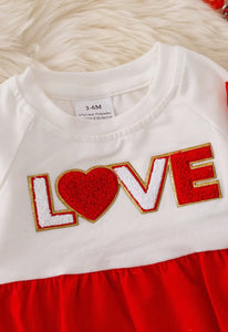 "Love" Valentine's Application Baby Onesie