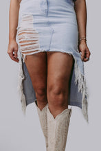 Load image into Gallery viewer, Plus Size High Low Denim Maxi Skirt