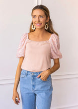 Load image into Gallery viewer, Rose Quartz Sparkle Puff Sleeve Top