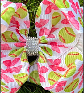 Softball - Coquette Printed Double Layer Bow