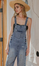 Load image into Gallery viewer, Fashion-W Distressed Bib Pocket Wide Leg Denim Overall