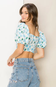 Floral Print Sweetheart Neck Crop Top