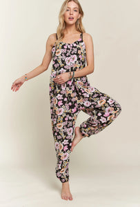 Front Button Detail Floral Cami Jumpuit