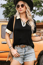 Load image into Gallery viewer, Color Contrast Collared Puff Sleeve Top