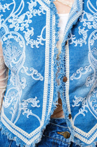 Western Garment Washed Denim Vest