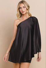 Load image into Gallery viewer, Satin Draped One Shoulder Dress
