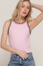 Load image into Gallery viewer, Contrast Color Halter Neck Crochet Spring Sweater