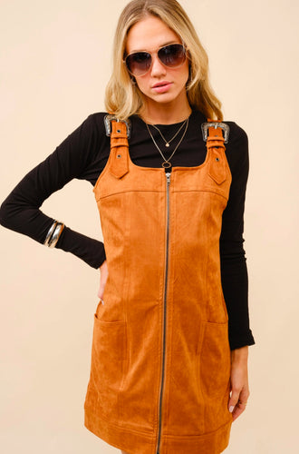 Suede Western Buckle Mini Dress