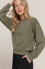 Load image into Gallery viewer, Long Sleeve Round Neck Crop Sweatshirt