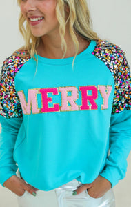 Merry Turquoise Sweatshirt