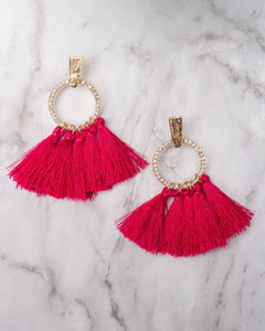 Golden Circle With Tassels, Pink