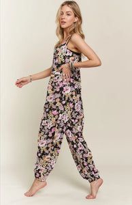 Front Button Detail Floral Cami Jumpuit