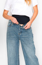 Load image into Gallery viewer, Adjustable Hem Knit Band Wide Leg Jeans