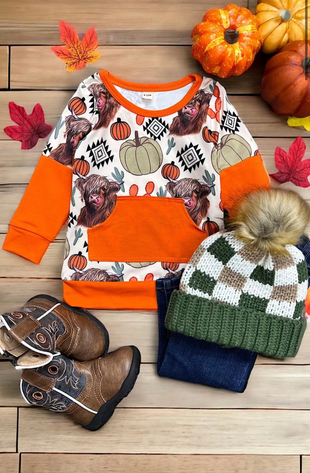 Highland Cow/ Fall Printed Boys Sweatshirt