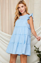 Load image into Gallery viewer, Periwinkle Tiered Babydoll Style Lined Dress