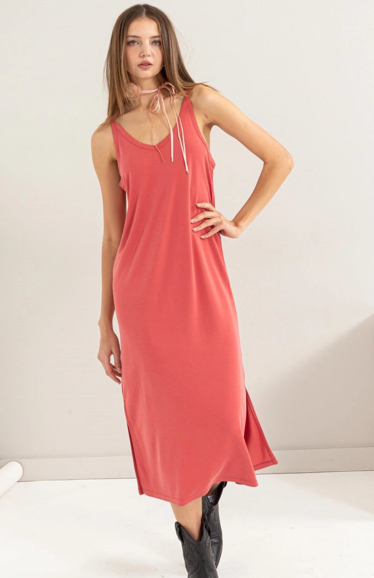 Soft V Neck Midi Dress