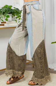 Wild West Lace Rhapsody Denim Lace Flare Pants