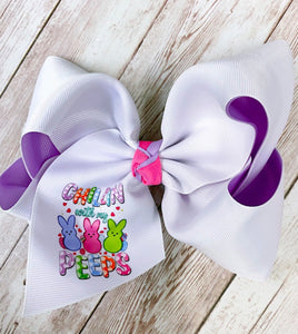 Double Layer Easter Bunny Printed Hair Bows