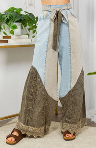 Wild West Lace Rhapsody Denim Lace Flare Pants