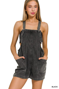 Washed Knot Strap Romper